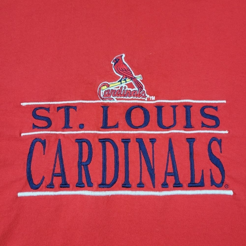 St. Louis Cardinals Logo 7 Embroidered Crewneck Shirt Mens XL Red Cotton ***READ